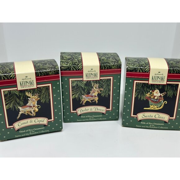 Hallmark Santa & His Reindeer Collection Dasher & Dancer Keepsake Ornament NIB - Picture 1 of 7